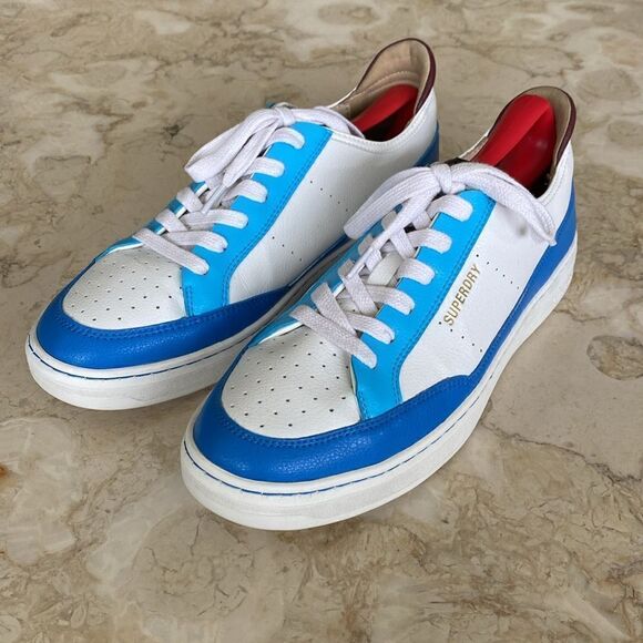 Superdry Vegan Basket Lux Low Trainer Aqua/Blue/White Unisex - Picture 2 of 16